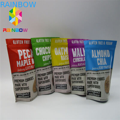 البلاستيك مايلر رقائق الألومنيوم الوقوف أكياس زيبلوك المطبوعة الغذاء الصف