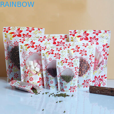 زيبر لامعة الوقوف الحقيبة البلاستيكية التعبئة والتغليف شعار مخصص مع نافذة