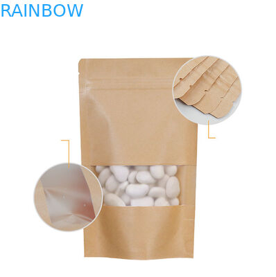 حقيبة من ورق الكرافت البني Ziplock قابلة للتحلل الحيوي مع نافذة