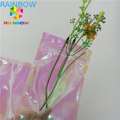3 جوانب مختومة صغيرة PE Holographic Ziplock Pouches طباعة ليزر مخصصة