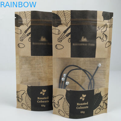 وجبة خفيفة مقاومة للماء الوقوف مغلفة براون كرافت ورقة أكياس زيبلوك مع نافذة