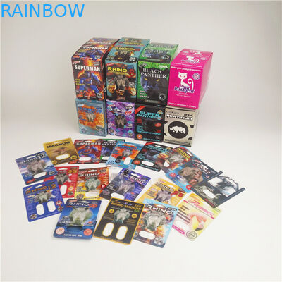 Rhino 8 3D Pills Card 200mic 500K 3D Blister Card تعزيز الذكور