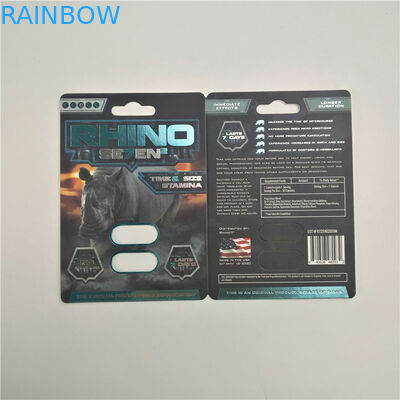 Rhino 8 3D Pills Card 200mic 500K 3D Blister Card تعزيز الذكور
