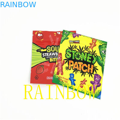 100mic Edibles CMYK الحرارة الختم مايلر احباط الحقيبة الحلوى 80x100mm VMPET