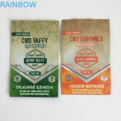 أكياس مايلر المقاومة للرائحة Ziplock Cannabis Flower Plastic CBD المحشوة 50mg 100mg أكياس الحلوى Gummies Mylar