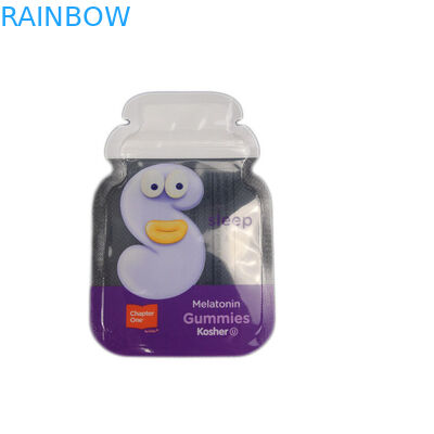 Cb Custom Shape 3 Side Seal Foil Packaging Gummy Candy Flat Bag الحقائب البلاستيكية المخصصة التعبئة والتغليف Zip Lock Bag