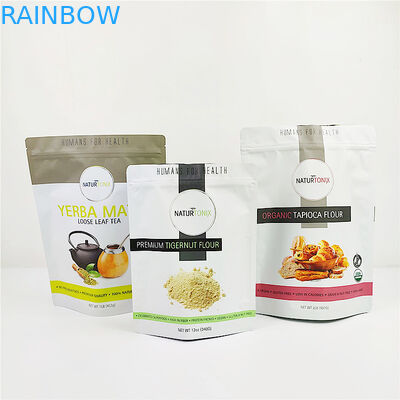 100mic CMYK أكياس التعبئة والتغليف البلاستيكية الحبوب ISO Gravure Mylar Stand Up Pouch