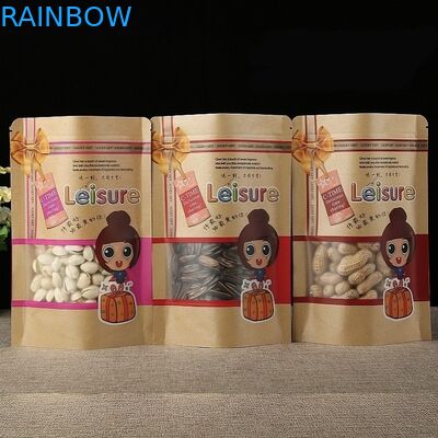 100mic Kraft Paper Standup Bag Coffee CMYK Food Paper Ziplock Bag