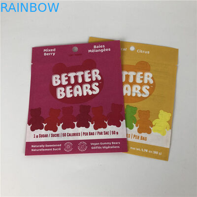 ثلاثة أختام جانبية مسطحة للختم الحراري للوجبات الخفيفة كوكي صالحة للأكل CBD THC Gummies أكياس تغليف قابلة للتحلل