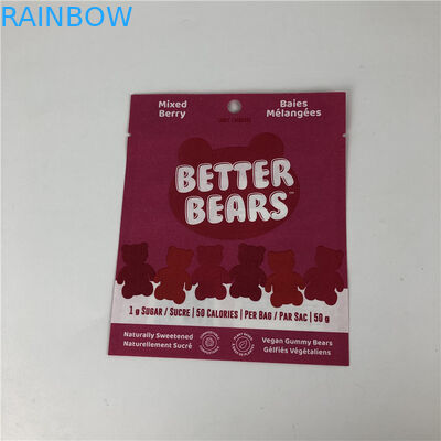 ثلاثة أختام جانبية مسطحة للختم الحراري للوجبات الخفيفة كوكي صالحة للأكل CBD THC Gummies أكياس تغليف قابلة للتحلل