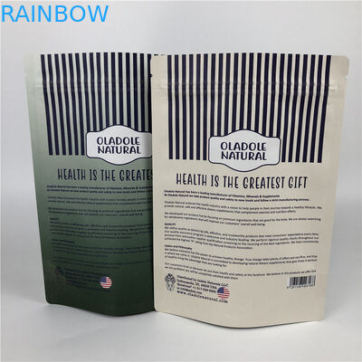 رقائق الطباعة المخصصة الرمز البريدي قفل الوقوف الحقيبة أكياس ورق الكرافت الأبيض