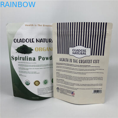 رقائق الطباعة المخصصة الرمز البريدي قفل الوقوف الحقيبة أكياس ورق الكرافت الأبيض