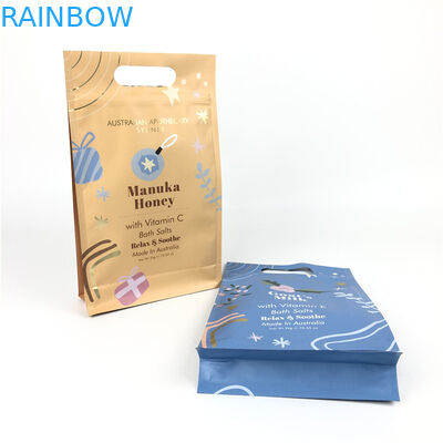 أكياس مسطحة القاع ZIp Lock الغذاء الصف مسطحة القاع مع مقبض لتغليف فرك الجسم