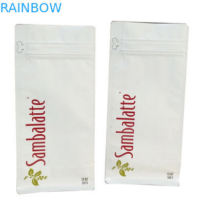 كيس قهوة غير لامع بصمام التفريغ 110mic CMYK MOPP حقيبة سحاب مسطحة القاع