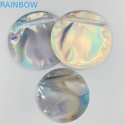 الهولوغرافيك مايلر مطبوعة عملة سستة أكياس التعبئة والتغليف على شكل دائرة 3.5g