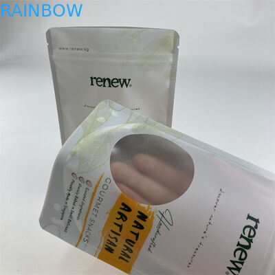 الحقيبة القابلة للتحلل الحيوي PLA ذات النوافذ الشفافة 100 جرام 250 جرام 500 جرام لتناول وجبة خفيفة من الفول السوداني والكاجو