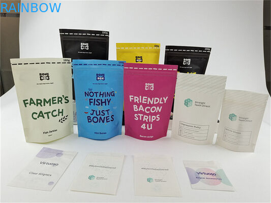 قابلة لإعادة الاستخدام الملونة بيو كرافت ورقة مخصصة مطبوعة حقيبة أغذية الحيوانات الأليفة الوقوف الحقيبة