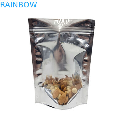 تغليف رقائق الألومنيوم CMYK مايلر دويباك نافذة شفافة أمامية فضية خلفية قابلة للإغلاق