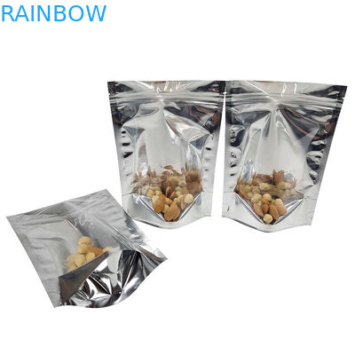 تغليف رقائق الألومنيوم CMYK مايلر دويباك نافذة شفافة أمامية فضية خلفية قابلة للإغلاق