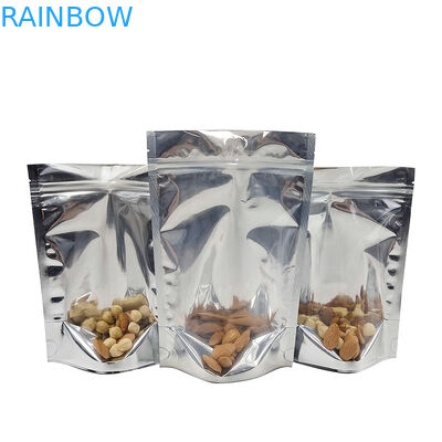 تغليف رقائق الألومنيوم CMYK مايلر دويباك نافذة شفافة أمامية فضية خلفية قابلة للإغلاق