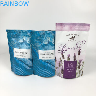 الحقائب المغلفة المطبوعة القابلة لإعادة الاستخدام للحمام نقعها سحاب ألومنيوم غير لامع أزرق مايلر