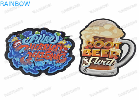 مخصص مطبوعة البلاستيك الطفل دليل تصميم الوقوف الثلاثية الأبعاد 3.5 جرام غير النظامية شكل خاص زيبر يموت قطع أكياس مايلر