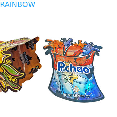 تصميم مخصص 3.5g 7g 14g 28g أكياس مقطوعة بالقالب زيبلوك على شكل خاص مضاد للأطفال على شكل مخصص تغليف مايلر للوجبات الخفيفة