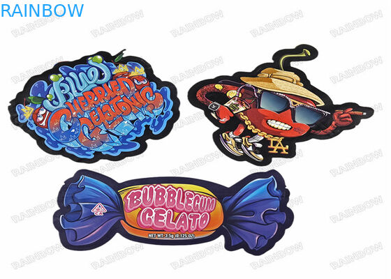 يموت قطع غير النظامية 3.5g حقيبة الوجبات الخفيفة الخاصة على شكل أكياس البلاستيك زيبلوك التعبئة والتغليف مايلر