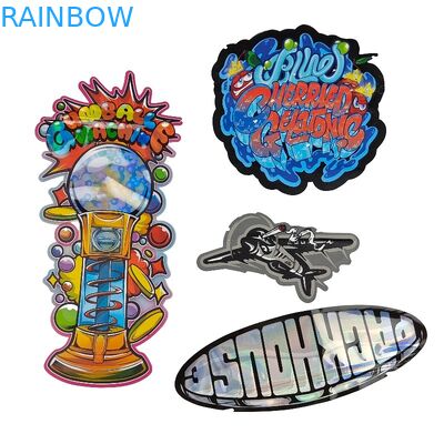 مخصص 3.5 جرام - 28 جرام لامعة الهولوغرام يموت قطع أكياس مايلر شكل خاص لكعكة الطاقة الغذائية