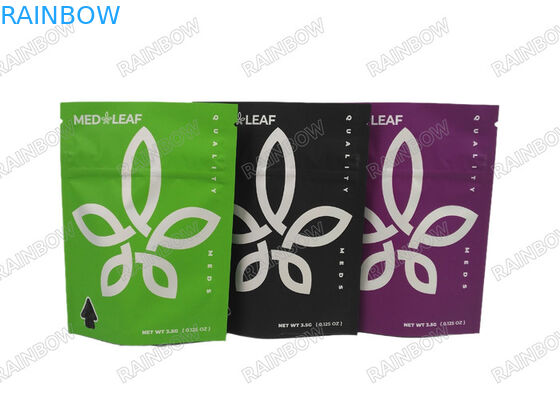 الطباعة الرقمية 3.5 غرام 7 غرام 14 غرام 28 غرام كيس الأعشاب المطاطية القائمة مع خفية الدموع