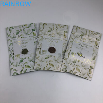 أكياس الطباعة الرقمية المخصصة شعار الذهب المعدني أكياس حزم الشاي