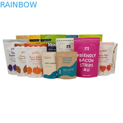 شعار مخصص مطبوع قابلة للتحلل الحيوي 100٪ عبوة عبوة قابلة لإعادة الاستخدام أكياس بلاستيكية واقفة