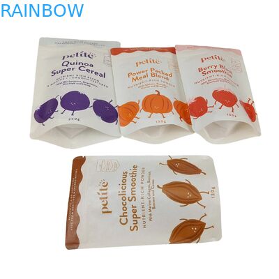 أكياس زيبلوك مقطعة خصيصًا قابلة للتحلل الحيوي من ورق الألومنيوم قابلة لإعادة إغلاق الصف الغذائي حبوب القهوة والشاي والمكسرات وجبة خفيفة