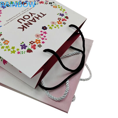 عالية الجودة قابلة لإعادة التدوير تخصيص التصميم الرفيعة السلسلة مقبض كيس التسوق الورقية