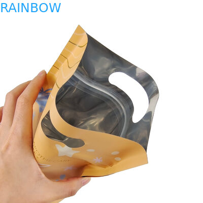 أسفل غوسيت البلاستيك زيب كيس بلاستيك مربع سلة أسفل مسطحة الغذاء التعبئة الجانبية الختم حقيبة الطعام الحيوانات الأليفة مع مقبض