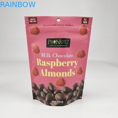 حقائب غذائية قابلة لإعادة الإغلاق من البلاستيك المصفوفة القائمة التعبئة والتغليف التصميم المطبوع حسب الطلب Ziplock Poly Bag Bag For Dry Fruit