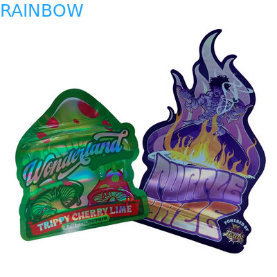 كيس ملمس ناعم مضغوط مطبوع خصيص 3.5 غرام كيس مايلر الرقمي المطبوع هولوغرافي القطع المقطوع مايلر زيبلوك