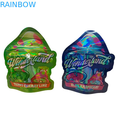 كيس ملمس ناعم مضغوط مطبوع خصيص 3.5 غرام كيس مايلر الرقمي المطبوع هولوغرافي القطع المقطوع مايلر زيبلوك