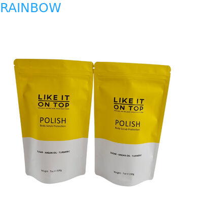 حقيبة تغليف قابلة لإعادة الإغلاق ذات طباعة متطاطية زيب قفل بلاستيكي حمام الملح غسل الجسم الوقوف الحقيبة مع زيب