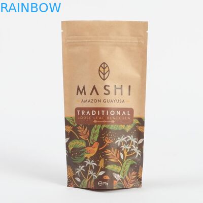 أوراق كرافت قابلة للتحلل البيولوجي حسب الطلب أكياس التعبئة القائمة على الزيب لوك للشاي وبودرة القهوة