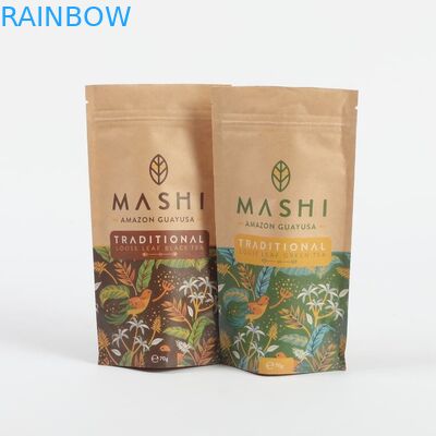 أوراق كرافت قابلة للتحلل البيولوجي حسب الطلب أكياس التعبئة القائمة على الزيب لوك للشاي وبودرة القهوة