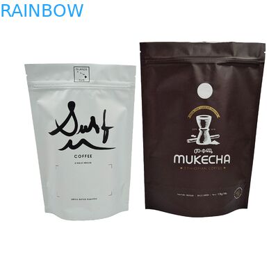 أوراق الألومنيوم المطبوعة تأثير معدني الوقوف الحقيبة تصميم مخصص الأكياس البلاستيكية الصف الغذائي للقهوة