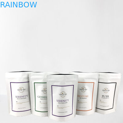 الحقائب القائمة القائمة القابلة لإعادة الإغلاق مع الشعار المخصص لتعبئة أكياس الشاي المجفف