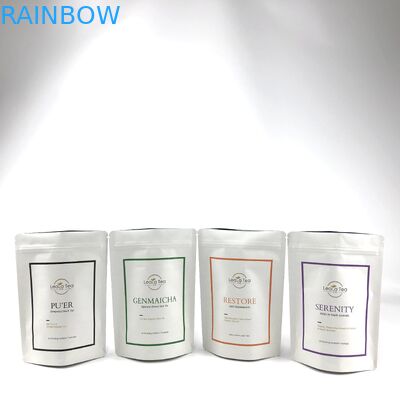 الحقائب القائمة القائمة القابلة لإعادة الإغلاق مع الشعار المخصص لتعبئة أكياس الشاي المجفف