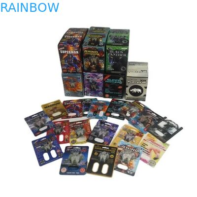 شرائح بطاقة البثور تعبئة حبوب تحسين الذكور تعبئة حبوب الجنس 3d تعبئة