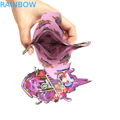 تصميم مخصص طباعة غير منتظمة إعادة إغلاق السحب المقطوعة 3.5 غرام التعبئة التحتية البلاستيكية ذات الشكل الخاص كيس مايلر