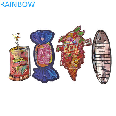 تصميم مخصص طباعة غير منتظمة إعادة إغلاق السحب المقطوعة 3.5 غرام التعبئة التحتية البلاستيكية ذات الشكل الخاص كيس مايلر