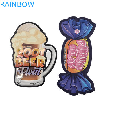 البلاستيك تصميم مخصص شكل خاص التعبئة والتغليف طابعة هولوغرام ورق الحلوى الأطفال دليل مايلار القطع المقطوعة أكياس