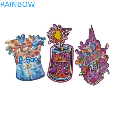 شعار مخصص مطبوع ملمس ناعم غير منتظم شكل خاص تغليف 3.5 غرام حقيبة أوراق ألومنيوم ضد الأطفال