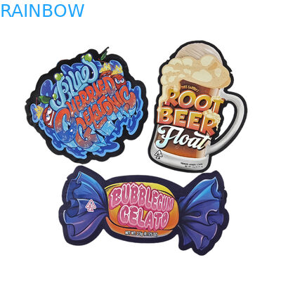 طباعة مخصصة للمس الناعم هولوغرافية القطع غير منتظم الشكل الخاص البلاستيكية سحاب مايلر كيس التعبئة الغذائية